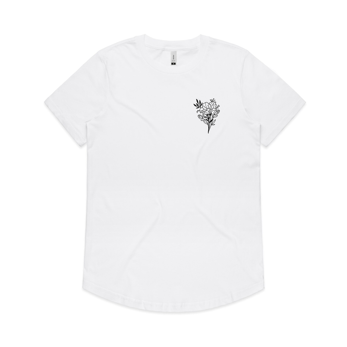 JamesT Apparel women's cotton crop tee. Rise and Bloom design AS Colour frount white Grow through what you go through