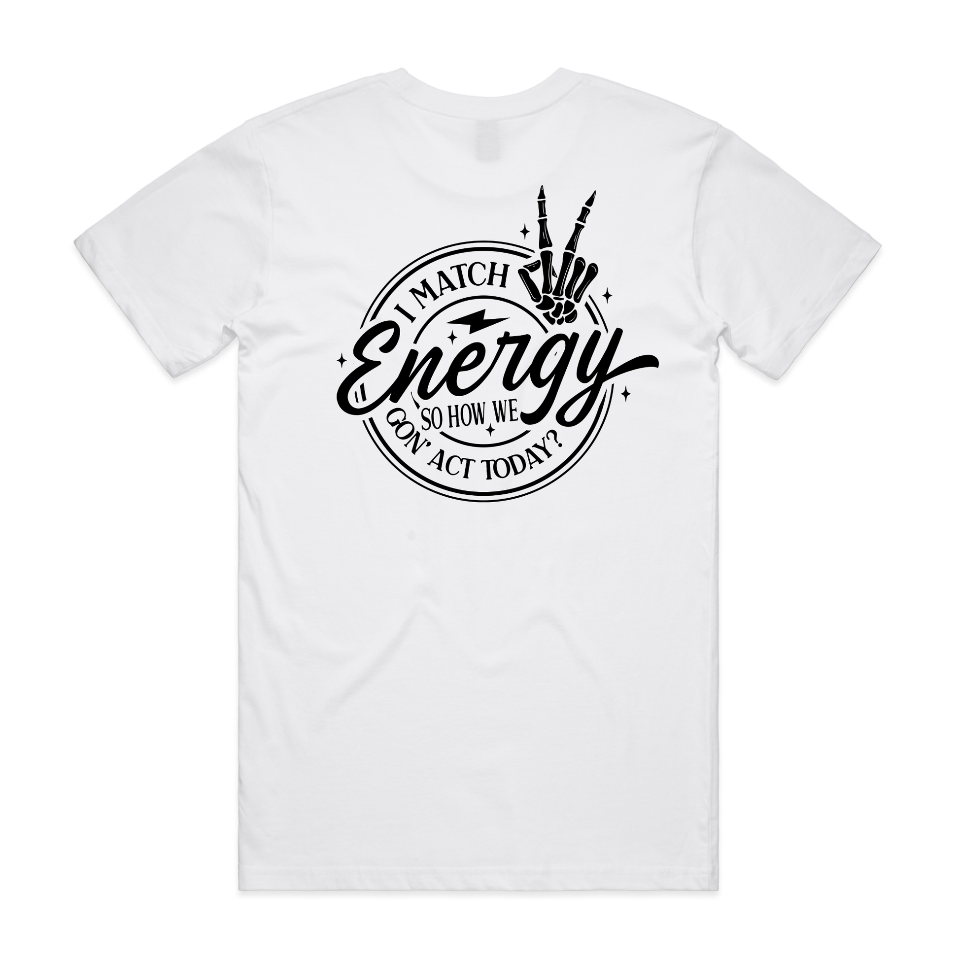 JamesT Apparel Men's Vibes Aligned Cotton T-Shirt. AS Colour back white